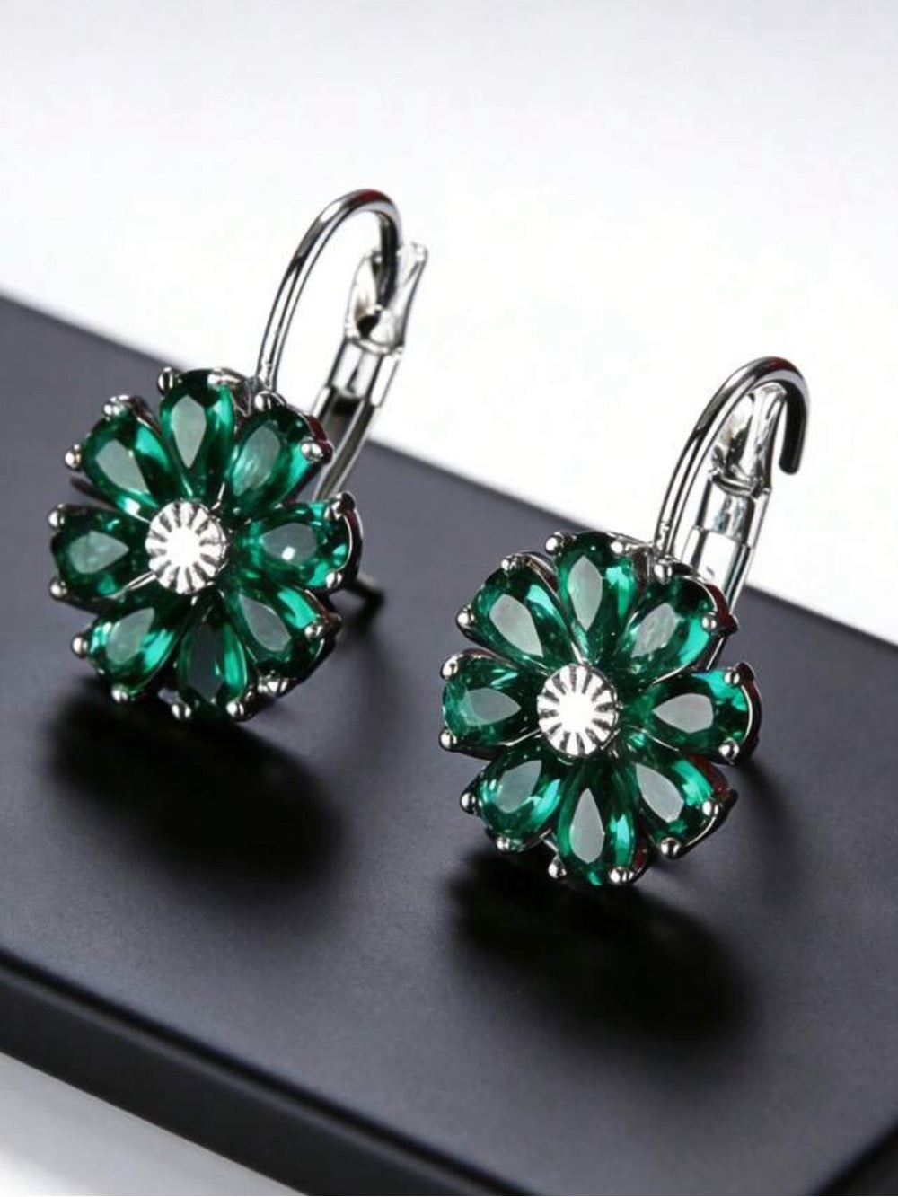 Emerald Floral Drop Earrings